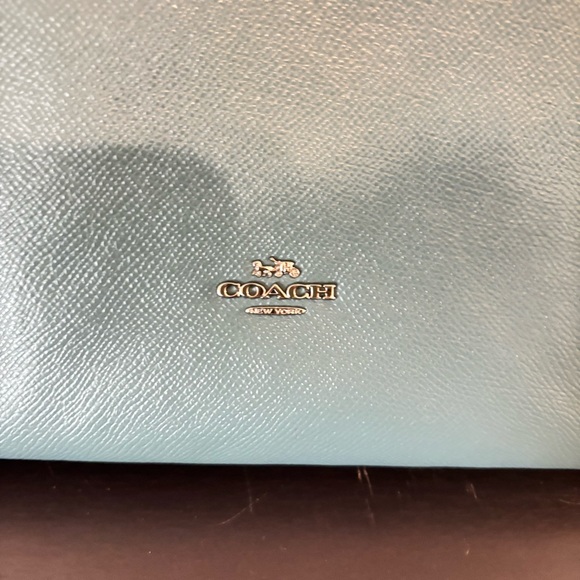 Authentic COACH Crossgrain Leather Laptop Tote Sage Blue 29086 - Picture 2 of 13